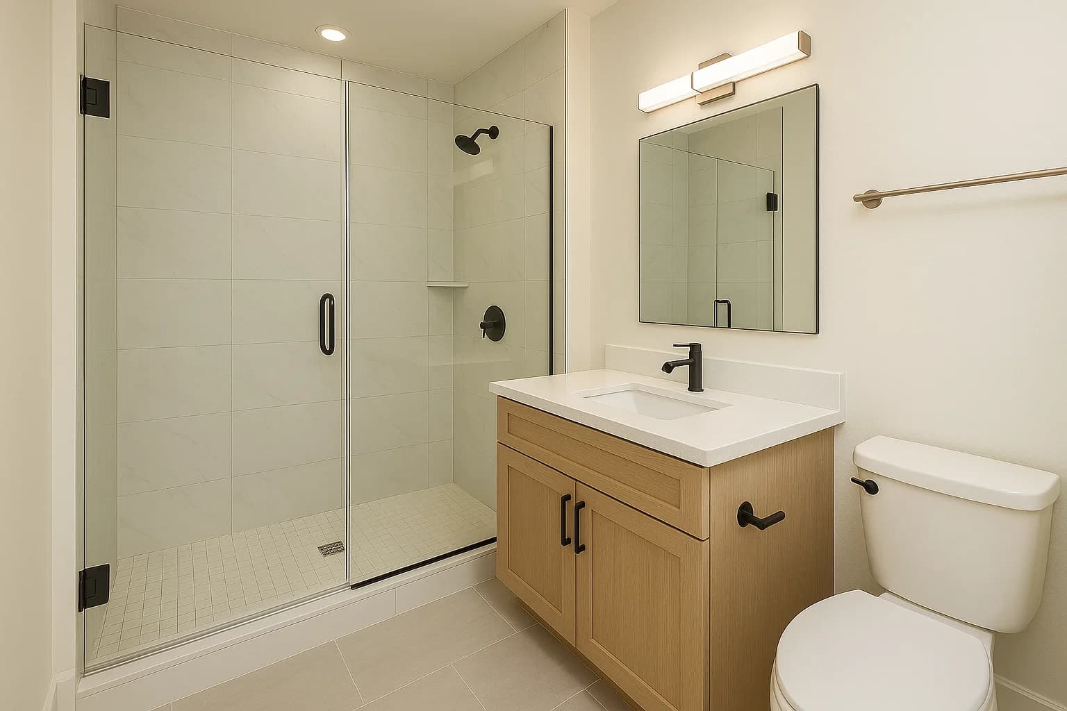 After: Modern Shower Bathroom