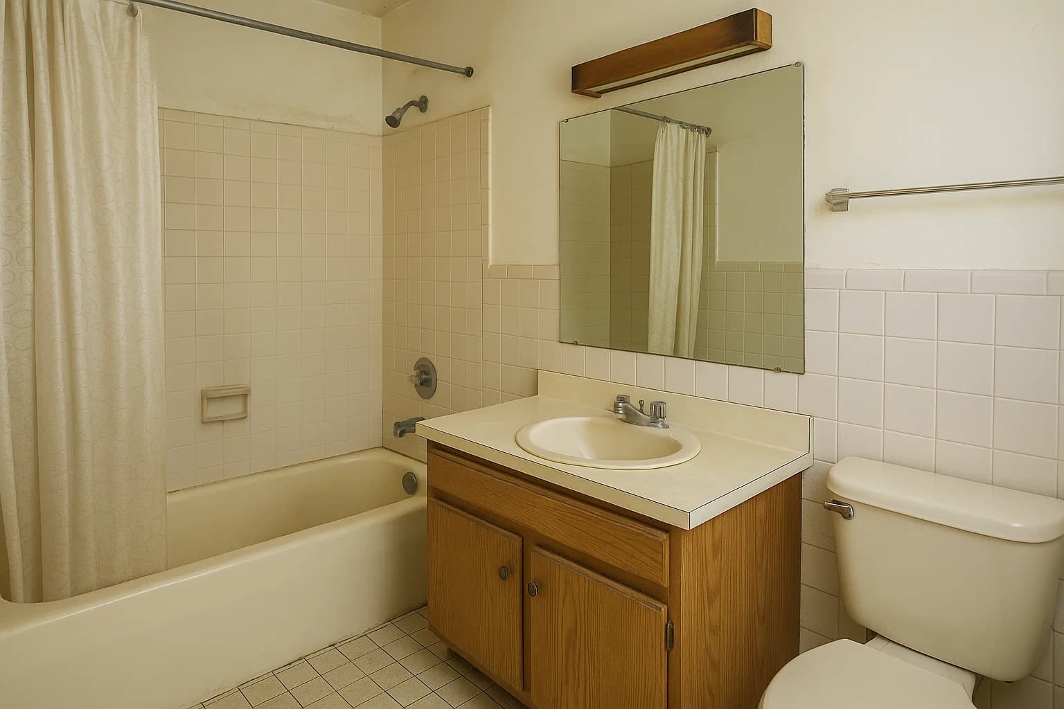 Before: Outdated Bathroom