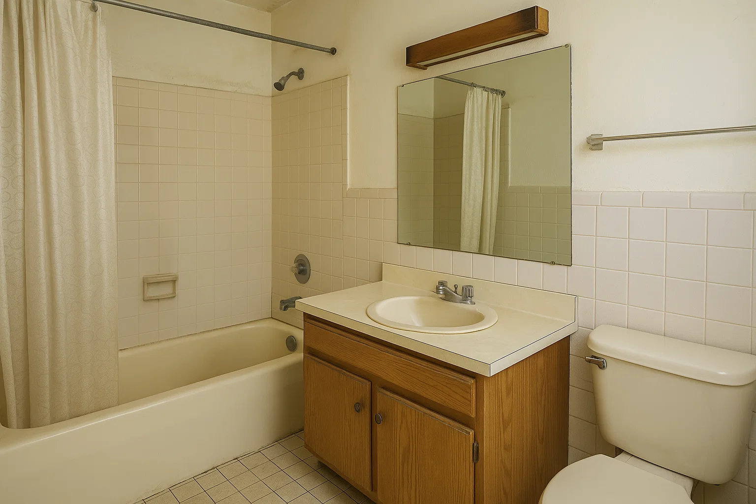 Before: Outdated Bathroom